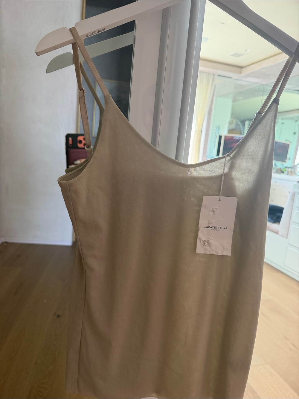 Lafayette 148 New York Beige Satin Camisole Tank